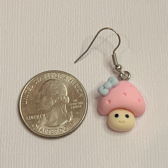 Mushroom Earring, Mario Earring, Funny Food Earring, Food Jewelry, Princess - Picture 7 of 7